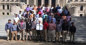 Coach Mancuso with the Bassfield Yellojackets at the Capitol.
