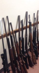 The Prentiss Headlight / After conducting a second search on the property of Jeffrey Asa Sanford at 2860 Highway 42 East, Jefferson Davis County Sheriff's Deputies recovered 14 additional stolen guns. 