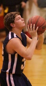 Jenny Hall / The Prentiss Headlight—Chase Riley shoots a free throw for the JV Saints.